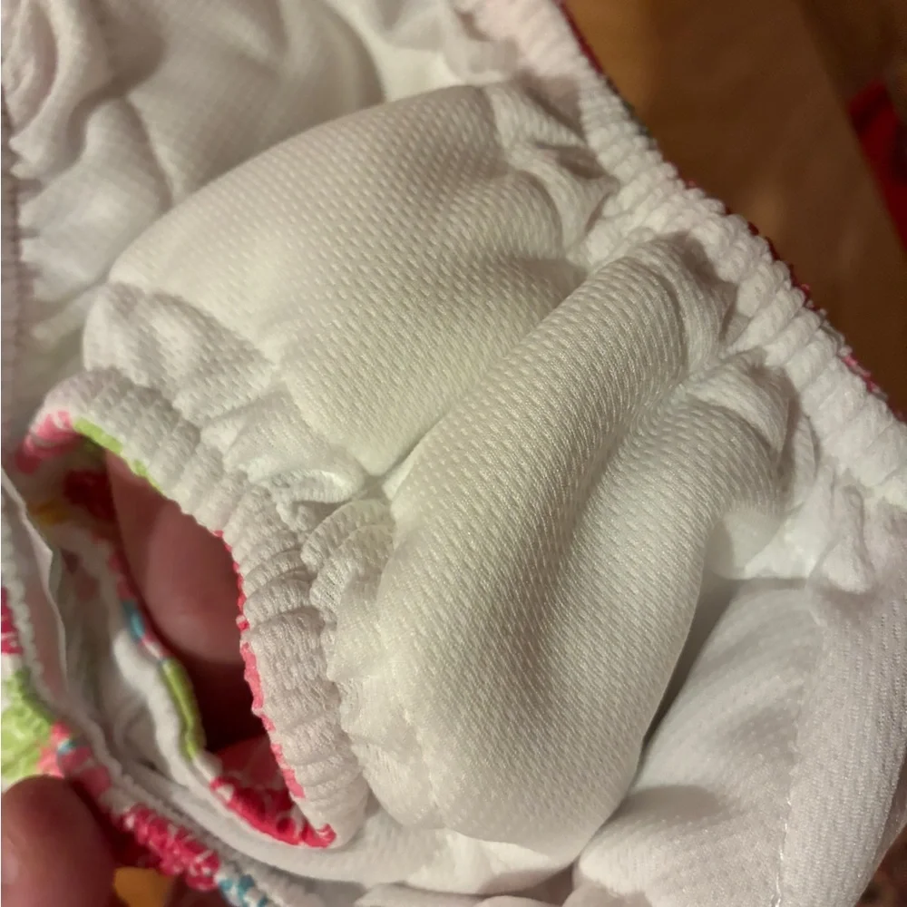Floral Swim Diaper Cover - White with Pink, Blue & Green - EUC